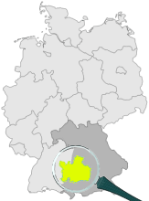Deutschlandkarte mit Lupe auf dem Landkreis Dillingen a.d.Donau